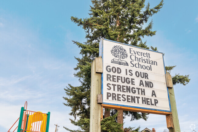 Everett Christian School is located in the Riverside neighborhood of Everett.
