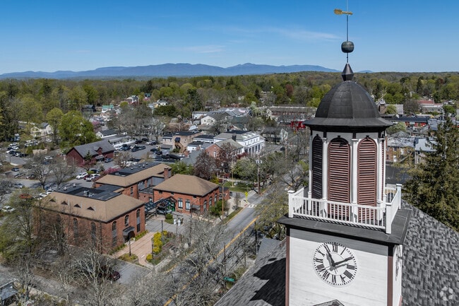 Rhinebeck sits on the Hudson, with countryside, well-kept historic homes, and a village center.