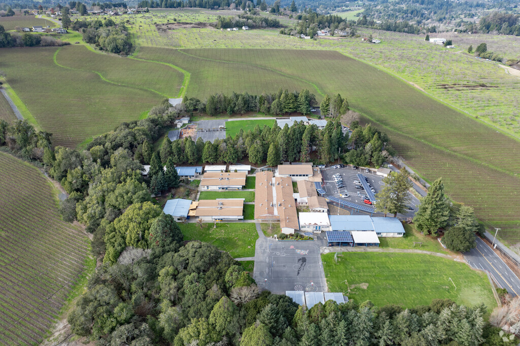 Apple Blossom School offers a sprawling campus when viewed from above.