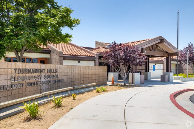 Colorful trees seen at the entrance of Tournament Hills Elementary School in Fairway Canyon.