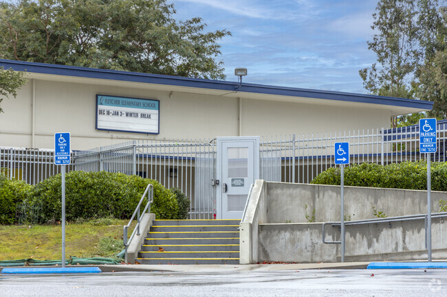 The Fletcher Elementary School in San Diego has handicap parkking in front of the entrance.