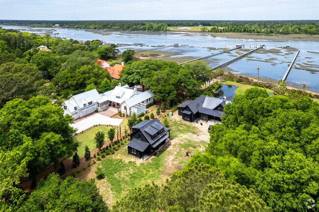 Large homes with deep water docks on Johns Island.