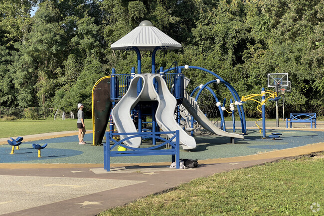 Playground behind school.