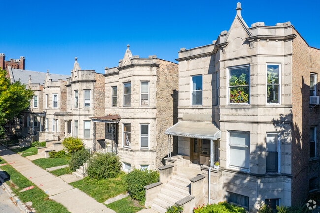 Historic Greystone two flats are integral to Logan Square's identity.