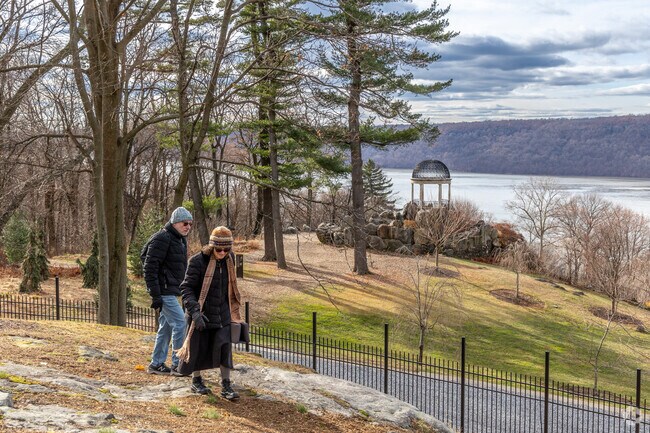 A couple enjoys hiking at Untermyer Gardens Conservancy in Northwest Yonkers.