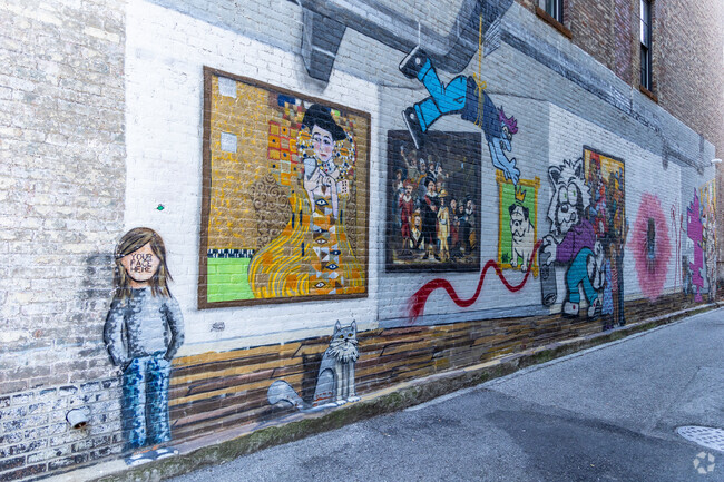 Murals line the alley ways of Historic Jefferson in Downtown Lafayette.