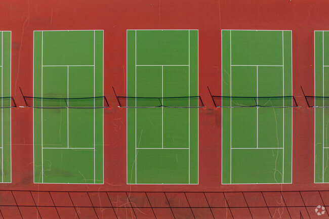 Birds eye view of the tennis courts at New Haven Jr/Sr high School.