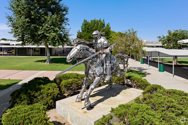 There is a large Lancer statue at Thousand Oaks High School.