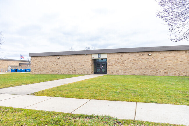Mildred Merkley Elementary School has multiple entrances for staff and students.