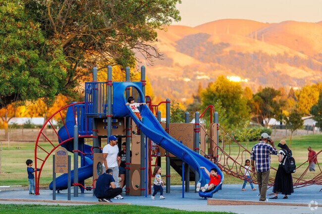 Playground at Central Park has different play sections for different ages and different themes.