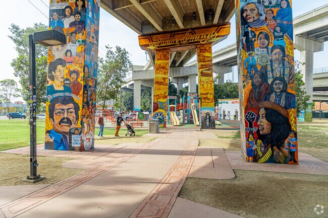 Chicano Park in Barrio Logan is full of colorful, political murals.