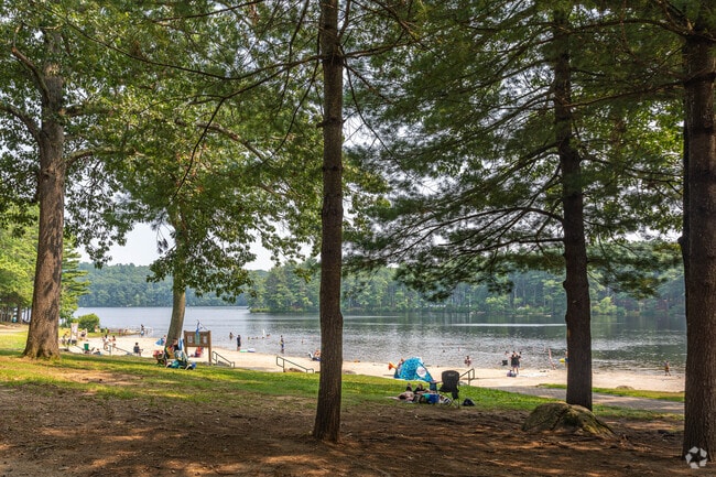 On a warm day at Ashland State Park, people can be seen enjoying the lake.