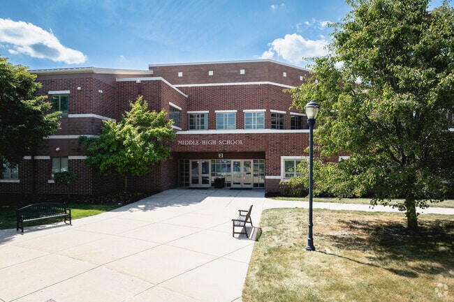 Hicksville Middle and High School share a campus with modern facilities for students.
