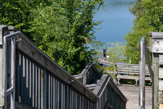 Trails at Huron Meadows Metropark circle around Maltby Lake with some leading to the waterfront.
