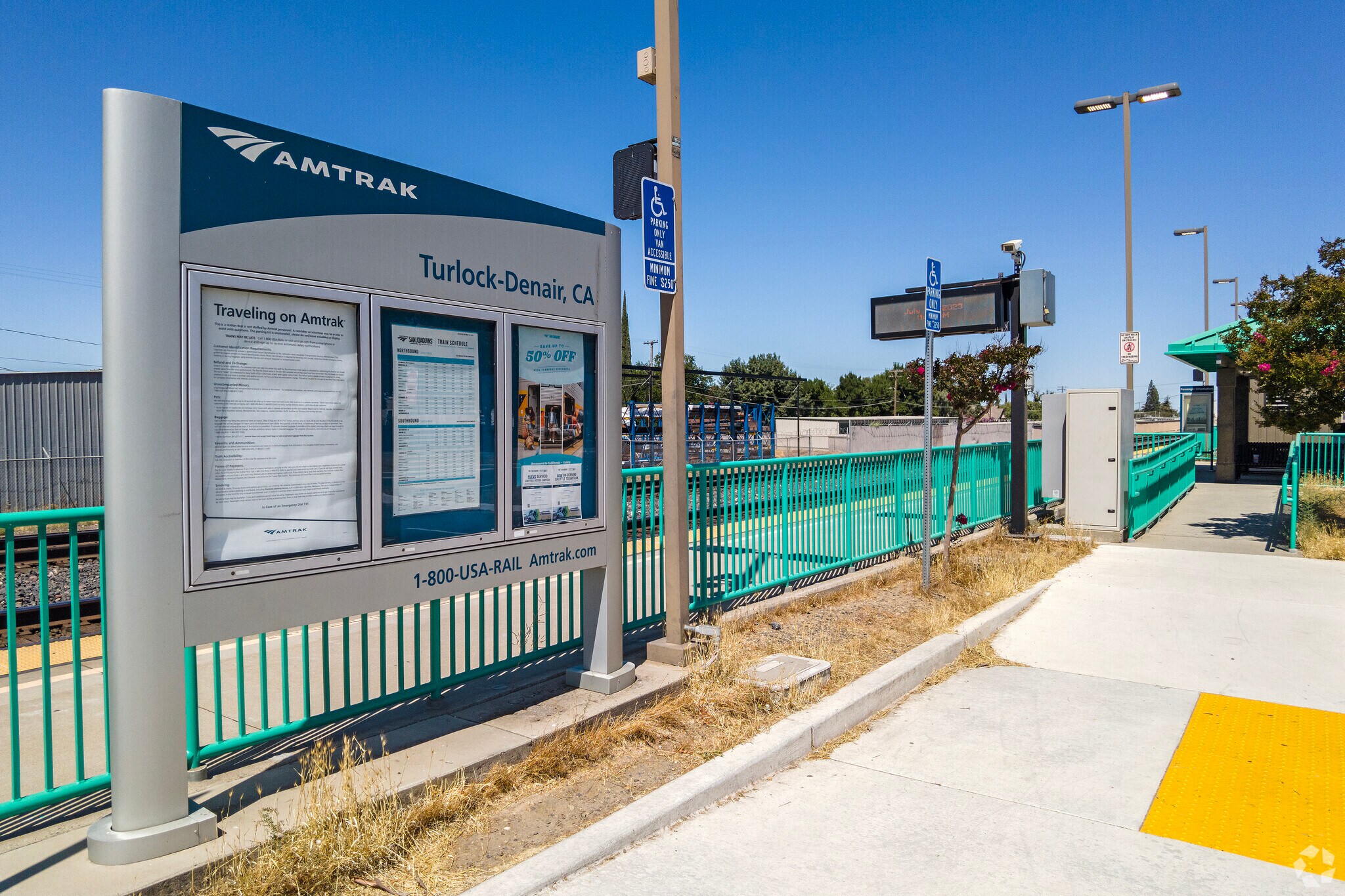 There is an Amtrak train station located within Denair.