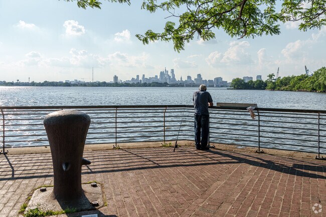 Michael J. Doyle Fishing Pier has an incredible view of the Philadelphia skyline.
