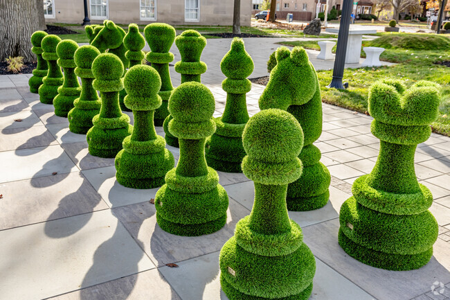 Installations at pocket parks in downtown Dearborn bring art and color to Georgetown Commons.