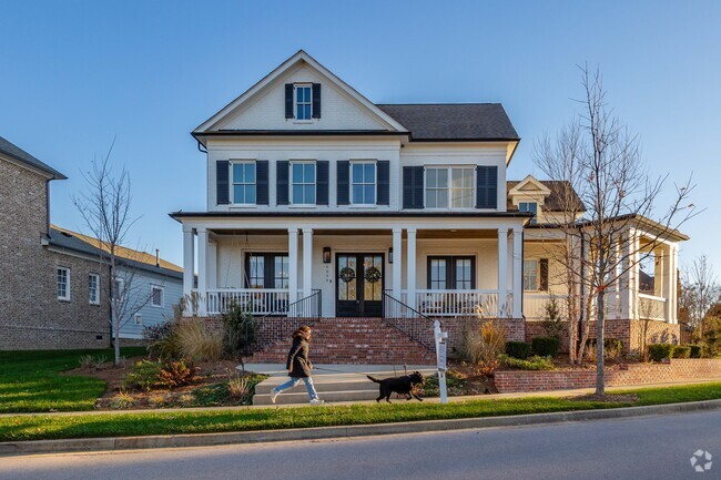 Residents love walking their dogs at sunset around the Berry Farms Towns Center in Franklin.