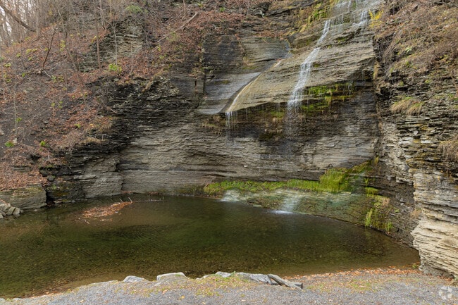 Aunt Sarah’s Falls near Catlin offers scenic views and hiking in Montour Falls.