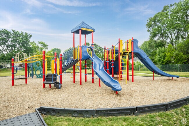 The school grounds include a couple of playgrounds.