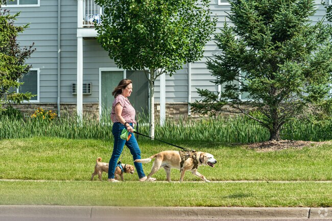 In Brandt Crossing, locals love walking their dogs along scenic paths.