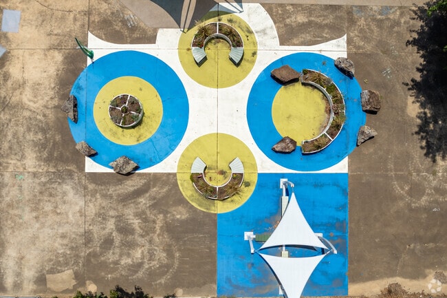 Shrine School in Memphis has a colorful outdoor area for students to enjoy.