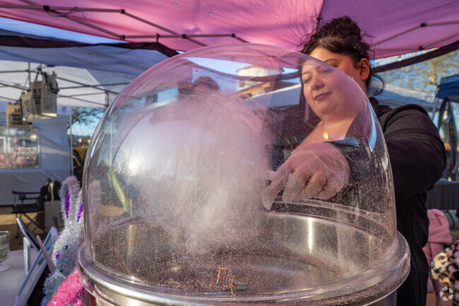 Freshly spun cotton candy is a hit at the Moonlight Market near Paloma del Sol.