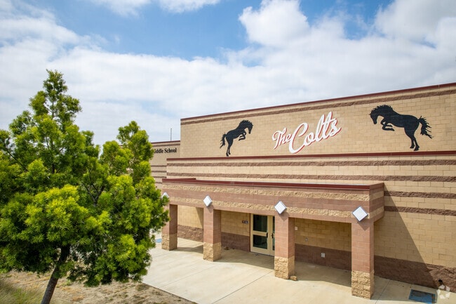 Silhouettes of the school’s mascot seen at Dorothy McElhinney Middle School in Murrieta.