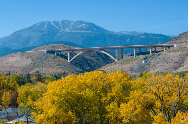 Pleasant Valley is characterized visually by the Galena Creek Bridge, backdropping the community