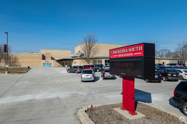 The entrance signage at Waukesha South High School.