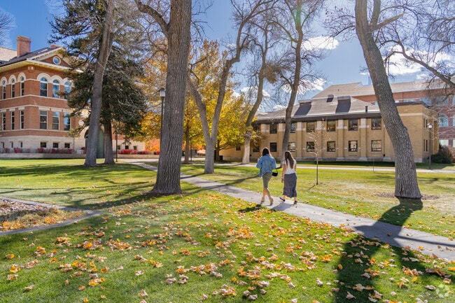 Students walk across Snow College campus in Ephraim.