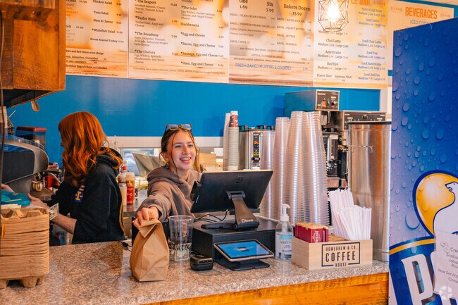 In Southborough, residents stop for delicious handmade bagels at the NY Bagel Factory.