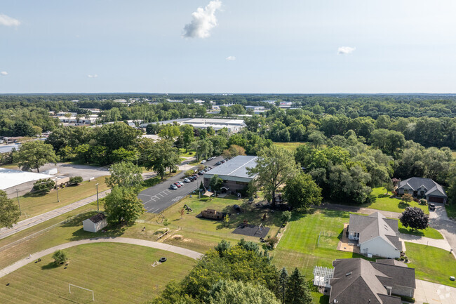 Cornerstone Christian Montessori School features athletic facilities and plenty of green space.