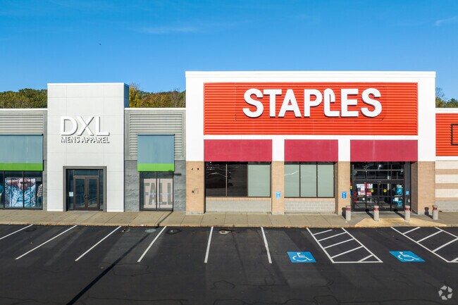 There are local retail stores like Staples and DXL Men's Apparel in Pondville.