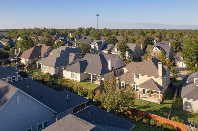 The neighborhoods in Wood Forest are characterized by well-maintained homes and gardens.