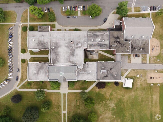 An aerial view down of Red Hook Middle School.