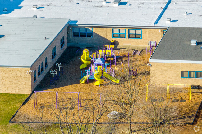 West Point Elementary School includes a colorful playground tucked behind the main building.