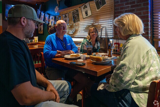 Greenlake residents enjoy a meal at Doherty's Pub & Pins in Downtown Decatur.