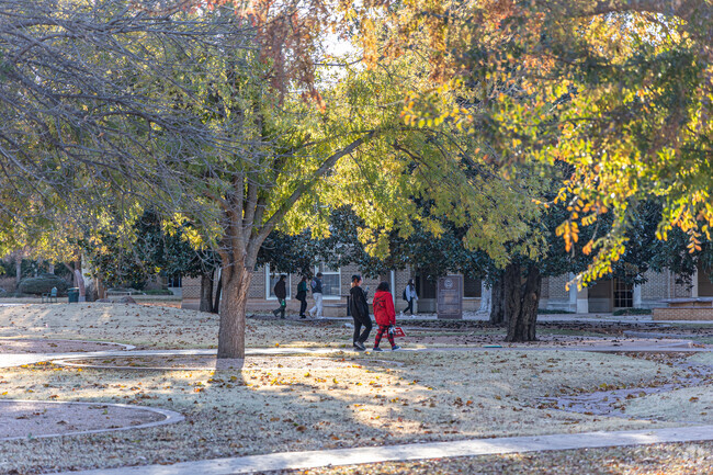 Student's meander to class at the University of Science and Arts in nearby Chickasha, OK.
