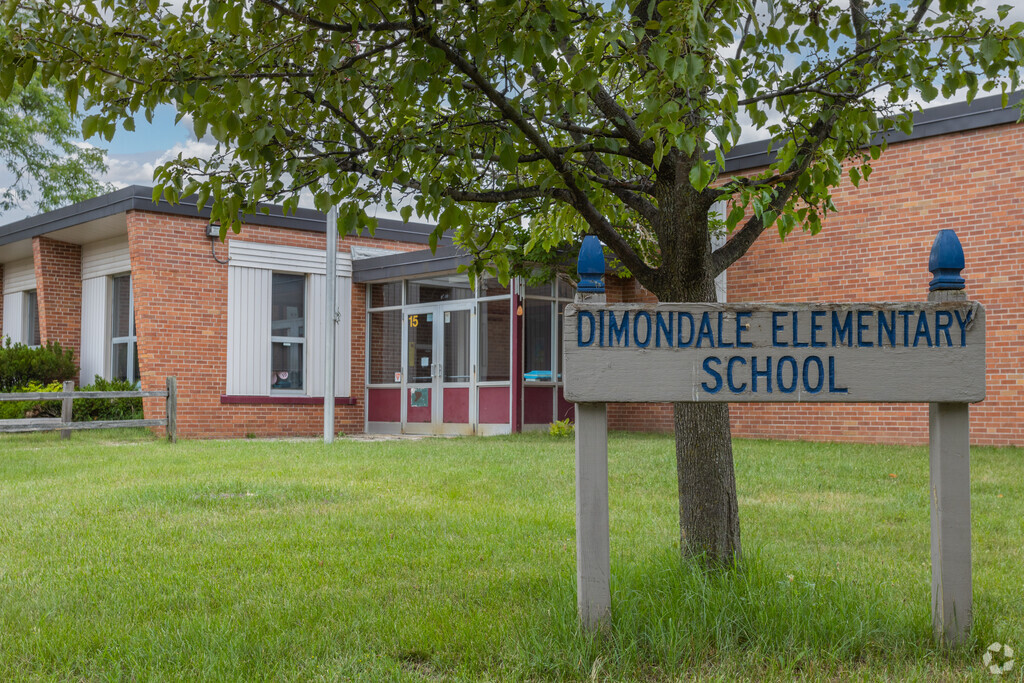 Entrance to Dimondale Elementary school next to Lion's Park in Dimondale.