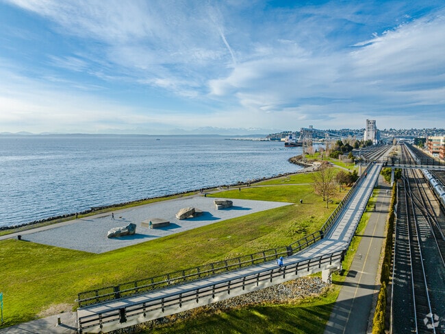 Uptown walkers and joggers love Myrtle Edwards Park's pedestrian bridge.