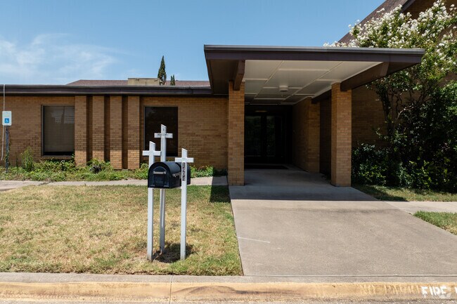 The front entrance of Pathway Christian Academy offers a warm welcome to all students.