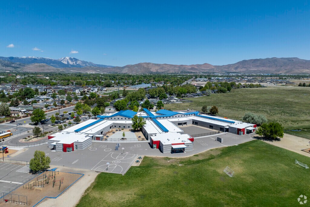 An aerial view of J.C. Fremont Elementary School facing North.
