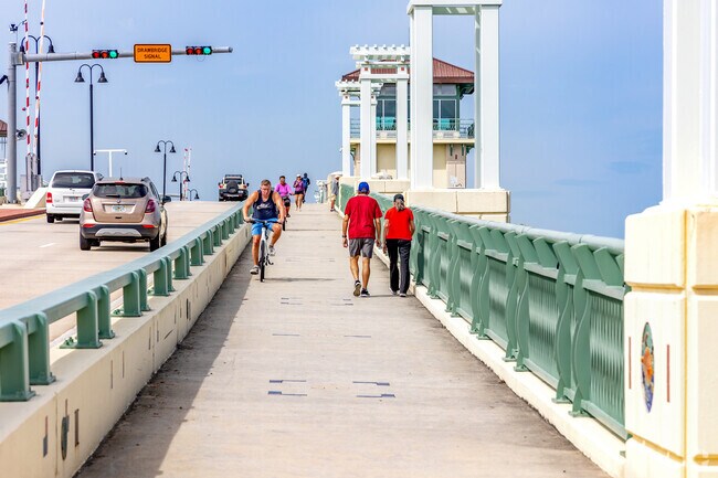 Enjoy a good workout over the bridge into treasure island from Causeway Isles.