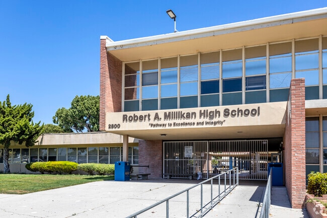 The entrance of the Millikan High School in Long Beach.