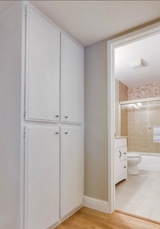 Hallway with restroom
