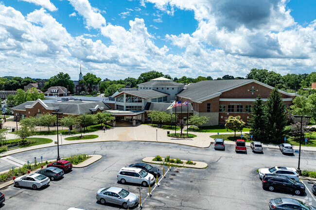 The Natatorium in downtown Cuyahoga Falls near the Valley View neighborhood features an indoor water slide and fitness facilities.