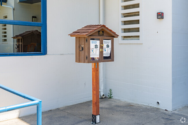 Reagan Elementary School provides a Little Free Library box for students to borrow books.