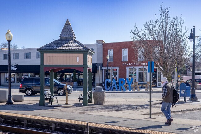 The Cary Metra Station is located right in the center of town.