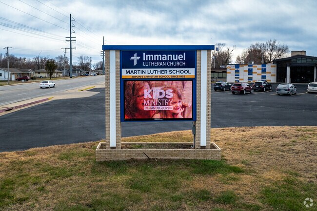 Martin Luther School has an electronic sign.